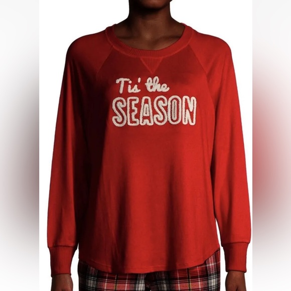 Secret Treasures Pajama Top "Tis' the Season" Red White Christmas Size S 4-6 - Picture 2 of 8